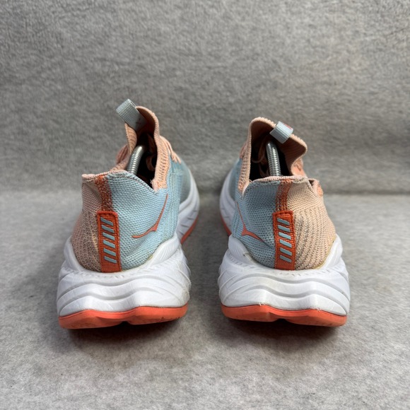 Hoka Women's Peach Orange White Athletic Running Shoes - Picture 5 of 10